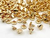 1「両9並」 100組入 両面カシメ 頭9mm 足7mm カシメセット 革細工金具 レザークラフト 留め具,マットゴールド