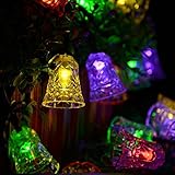 Yalufa イルミネーションライト 20LED ベル 鈴 ストリングライト ソーラー充電式 光センサー内蔵 自動点灯 2発光モード 防水防雨 クリスマス 飾り