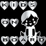 14色 KIDS ON BOARD BOY HEART ステッカー【KIDS IN CAR 男の子 ハート】 (ミラーシルバー)