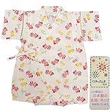 ガールズベビー浴衣|甚平[くろわっさんす べべ]ベビー甚平|ロンパース甚平|金魚柄|和柄((日本製生地)綿100％|新生児|女の子|女児 70cm ホワイト