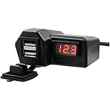 SHEAWA バイク USB電源 充電器 USB2ポート 3.4A 電圧計付 電源スイッチ オートバイのハンドルやサイドミラーに取り付け可能