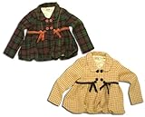 短丈　ウール混のかわいらしいチェック柄のダブルボタンジャケット（濠Du） バーガンディ 110cm(上)