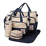 5pcs/set Multifunction Baby Boom Travel Diaper Tote Bag Handbag with changing padDark Blue [並行輸入品]