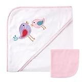 Luvable Friends Hooded Towel and Washcloth, Pink Birds by Luvable Friends
