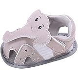 (カエルフロッグ)ベビーサンダル　可愛い　象　モチーフ　男児のサンダル　つま先　保護　男の子の靴　柔らかい　綿布　ソフト底の靴　軽量　快適　マジックテープ付け　赤ちゃんの歩行靴　グレー　6-12ヶ月に