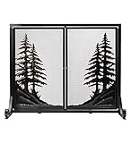 Alpine暖炉スクリーンwithドア、大 – 44 L X 33 W x 13.5 H ブラック 66F25BK