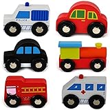 [NimNik]NimNik Wooden Toys Cars Bus Engine Emergency Vehicles Educational Toy for Early Learning for