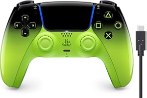 【純正品】DualSense ワイヤレスコントローラー リミックス グリーン（CFI-ZCT2J14） 【Amazon.co.jp限定】 PS5用コントローラー充電ケーブル3m