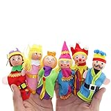 POTOJP 指人形 布の人形 王様の一家 なで指人形 マペットおもちゃ 縫いぐるみ 子供大好き 安心 布製 物語 童謡 おとぎ話 教育ハンドトイ 知能・五感 を育てる 動物 ごっこ遊び 6個入り ク