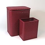 Redmon 7212RB Chelsea Pattern Wicker Nursery Hamper And Matching Wastebasket - Raspberry