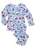 Sara プリント柄 女の赤ちゃん用 ラッフル仕上げ ゆったりぴったりフィット パジャマセット US サイズ: 6