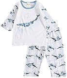 【あるこんたるこん】(Dg) ベビー ルームウェア クラフトクジラ 男の子 春夏 7分袖丈 キッズ ジュニア コットン100％ パジャマ 上下セット 80-130 (130)
