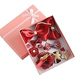 Liebeye 赤ちゃんヘアクリップ　少女　赤ちゃん　かわいい　ちょう結び　花　ヘッドホン　ヘアアクセサリー　10 Pcs 02＃ワインレッド