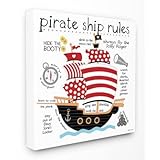 The Kids Room by Stupell "Pirate Ship Rules Stretched" Canvas Wall Art [並行輸入品]