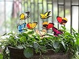 Ginsco 25pcs Butterfly Stakes Outdoor Yard Planter Flower Pot Bed Garden Decor Butterflies Christmas