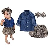 3個入り幼児用ベビーガールズ服装デニムシャツ+ Leopardスカート+ヘアバンドClothesセット US サイズ: 6-12 Months カラー: ブルー