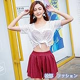 2017年新作　夏のペア水着　レディース　ビキニ 4点セット 女性用 大人 女の子 人気おしゃれ水着 04 (L, レッド)
