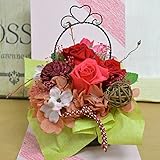 〔エルフルール〕和風プリザーブドフラワー レッド クリアケース付 プレゼント 引越し祝い 開店祝い 開業祝い 敬老の日 贈り物