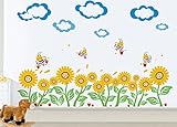 Pop Decors PT-0104-Va Beautiful Wall Decal Sunflowers and Bees [並行輸入品]