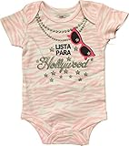 Baby Girlクリーパーボディスーツ、ピンクLeapard、" Lista Para Hollywood "