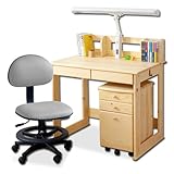 タンスのゲン 学習デスク 5点セット チェア＆LEDライト付き Djerba ジェルバ 10650004 GL