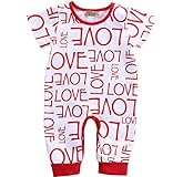 ベビー コットン love ロンパース 可愛い ファッション ソフト (70, 白)