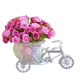 Mikey Store Home Furnishing装飾セットダイヤモンドローズ花Floats自転車バスケットWeavingシミュレーション M レッド Mikey Store 2