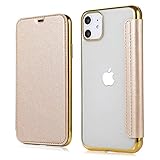 YUYIB iPhone12 用 ケース iPhone12 Pro 用 ケース 手帳型 クリア 高級なPUレザー 衝撃吸収 ブランド スマホケース アイフォン12 12Pro 用 手帳カバー (iPhone12 / iPhone12 Pro 6.1",ゴールド)