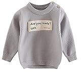 (コ-ランド) Co-land キッズ ニットセーター ベビー服 男の子 丸首 長袖 純色 英字 子供服 こども 男児プルオーバー 秋冬トップス ボーイズ カジュアル グレー 90