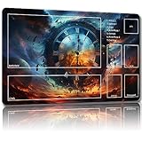 Malqiqi マジックマット 66 - 24 x 14インチ プレイマット ゾーン付き MTG、TCG、ボードゲーム用の無料ストレージバッグ