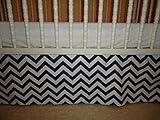 Navy Blue and White Chevron Zig Zag Crib Skirt Dust Ruffle. Box Pleat. 21 Inches Long. by Home Touch