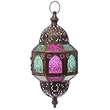 Gold Effect Intricate Glass Moroccan Style Octagonal Lantern
