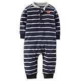 Carter's （カーターズ） :: ロンパース マイクロフリース カバーオール 長袖 男の子 ポリエステル100% :: Fleece Henley Jumpsuit :: NB (50-55cm