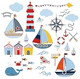 Sail Away Nursery/Boys Room Decorative Peel & Stick Wall Art Sticker Decals by CherryCreek Decals