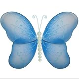 HangingバタフライブルーパールナイロンButterfliesメッシュデコレーション装飾赤ちゃん保育園寝室女の子部屋天井壁装飾結婚式誕生日パーティーベビーシャワーバスルーム子供Childrens 