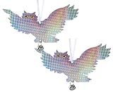 【TKY】 鳥よけグッズ 鳩対策 カラス対策 フクロウ型 ホログラム 2枚 セット 鈴付き (B)