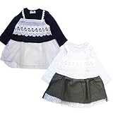 ノーブランド品 ベビー 女の子 シフォンプリーツスカートワンピ Mialy Mail 80 グレー×カーキ