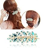 カラフルなバレッタ髪留め ビジュー 髪飾り ヘアピン おしゃれ ヘアアクセサリー パーティー 結婚式 レディース（5色） (グリーン)