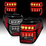 AmeriLite 2014-2018年式 トヨタ 4 ランナー LED チューブ ブラック 交換用テールライト アセンブリ ペア - 助手席側と運転席側