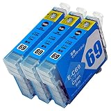 EPSON エプソン IC69 (C/シアン)【顔料】【3本セット】 最新 互換 インクカートリッジ 砂時計 69 IC69 69C ICC69 純正同様の顔料インク (対応機種: PX-105 / PX-045A / PX-046A / PX-047A / PX-405A / PX-435A / PX-436A / PX-437A / PX-505F / PX-535F)【STAR JET製】