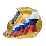 Hanbaili 溶接ヘルメット、死の槍ソーラー電源溶接ヘルメット自動暗くなるフード、ミグティグアーク溶接機マスクブルーイーグルデザイン