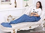 15 2017 マーメイドテールブランケットかぎ針編みの人魚姫人魚姫の毛布の尾の部分の寝袋コクーンマットレスソファニット毛布 195 * 95 の 1234 50