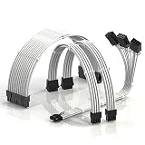 LINKUP - AVA 3in1 12VHPWR PCIE 5.0 電源アダプター | 450W 16AWG | 全電源ユニット（PSU）に対応 | UL規格認定・スリーブ付きジャケット | RTX5000 RTX4000 GPU用の4本セット | ゲームのパフォーマンスを飛躍的に向上させよう | 30cm ホワイト