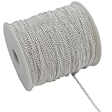 [ZERONOWA] あずきチェーン 小豆タイプ 100m ハンドメイド 手作り アクセサリーパーツ (シルバー/100m)