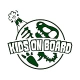 ティラノサウルス 化石 KIDS ON BOARD ステッカー ダークグリーン 深緑