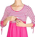 (オーセンティック) AUTHENTIC マタニティ ワンピース 授乳服 妊婦服 産前 産後 授乳口付き ボーダー フォーマル (XL, ローズ)