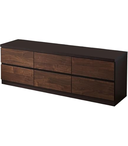 Amazon｜大川家具 全段 楽々 スライドレール 木製 ローチェスト 120cm