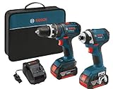 Bosch CLPK245-181 18-volt Lithium-Ion 2-Tool Combo Kit with 1/2-Inch Hammer Drill/Driver, 1/4-Inch I