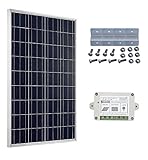 ECO-WORTHY 12V 100W ソーラーパネルキット: 100W ソーラーパネル + 15A チャージコントローラー + Z 取付金具 L02P100-ZC15-1