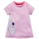 XYGJP ワンピース 子供ドレス 女の子 半袖 ｔシャツ ピアノ 入園式 卒業式 外出 ピンク